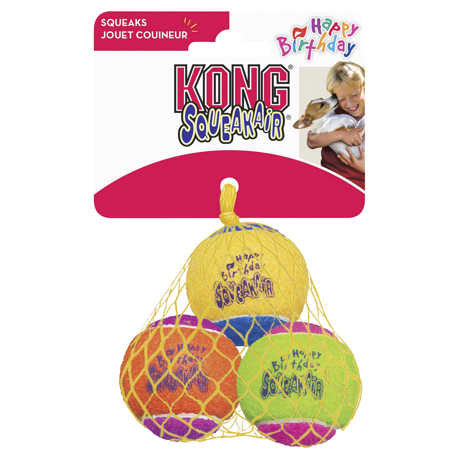 slide 2 of 2, Kong Squeakair Happy Birthday Dog Toy Balls, 3 ct