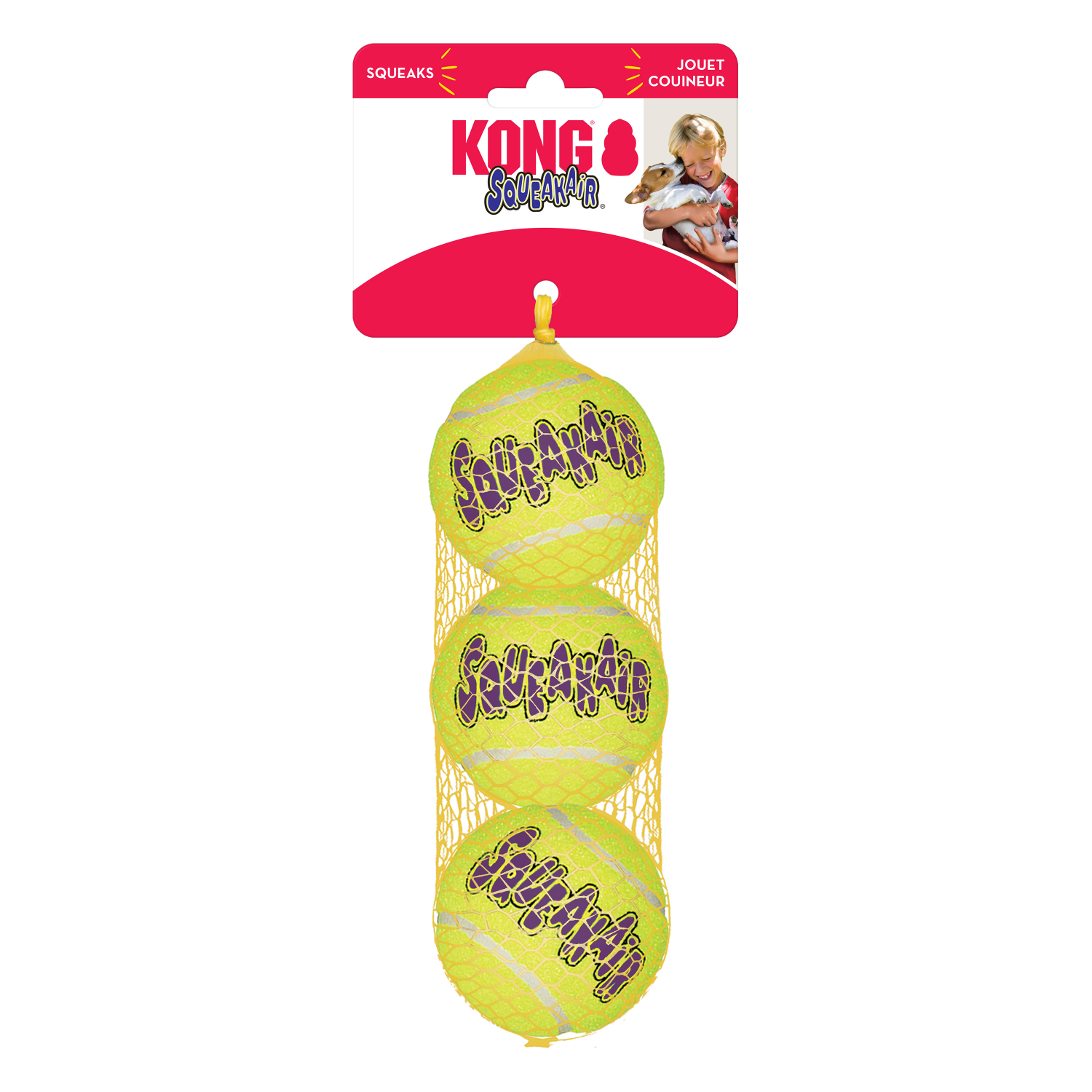 slide 1 of 1, KONG Air Dog Tennis Ball Dog Toy with Squeaker , 1 ct