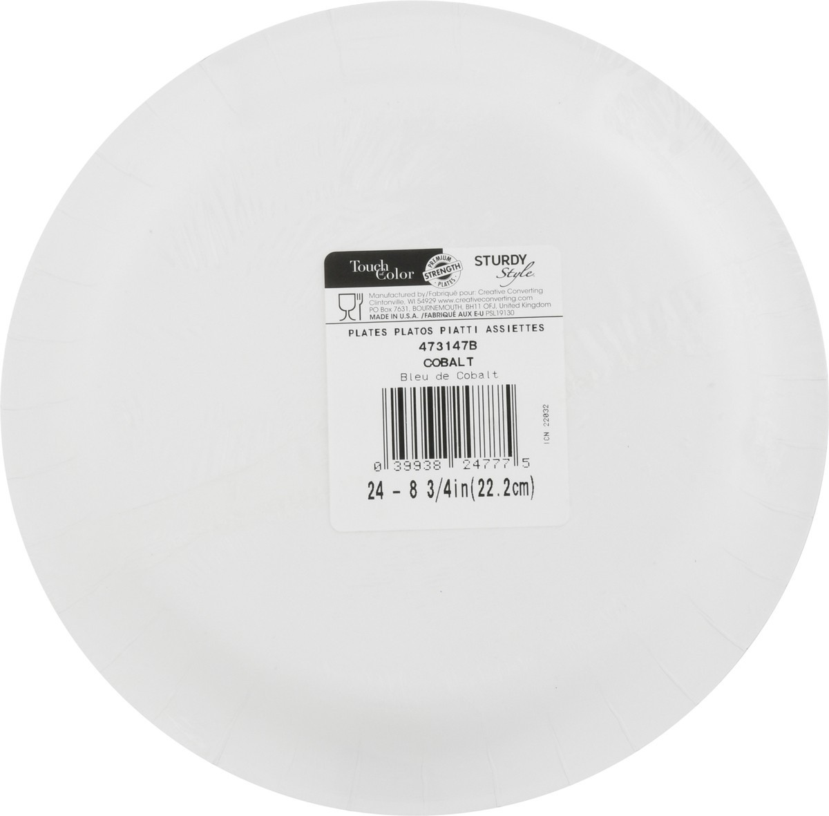 slide 10 of 10, Touch of Color 8-3/4 Inch Cobalt Sturdy Style Plates 24 ea, 24 ct