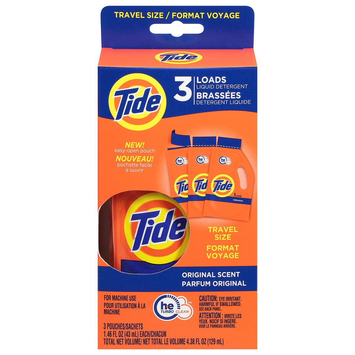 slide 5 of 13, Tide Travel Size Original Scent Liquid Detergent Travel Size 3 - 1.46 fl oz Pouches, 3 ct