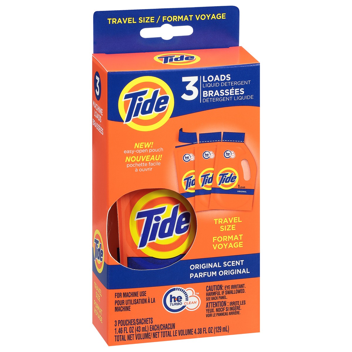 slide 7 of 13, Tide Travel Size Original Scent Liquid Detergent Travel Size 3 - 1.46 fl oz Pouches, 3 ct