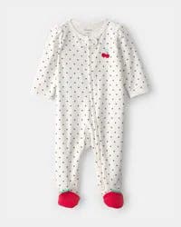 Carter's Baby Girl Cherry 2-Way Zip 100% Cotton Sleep & Play Pajama - White - 9M