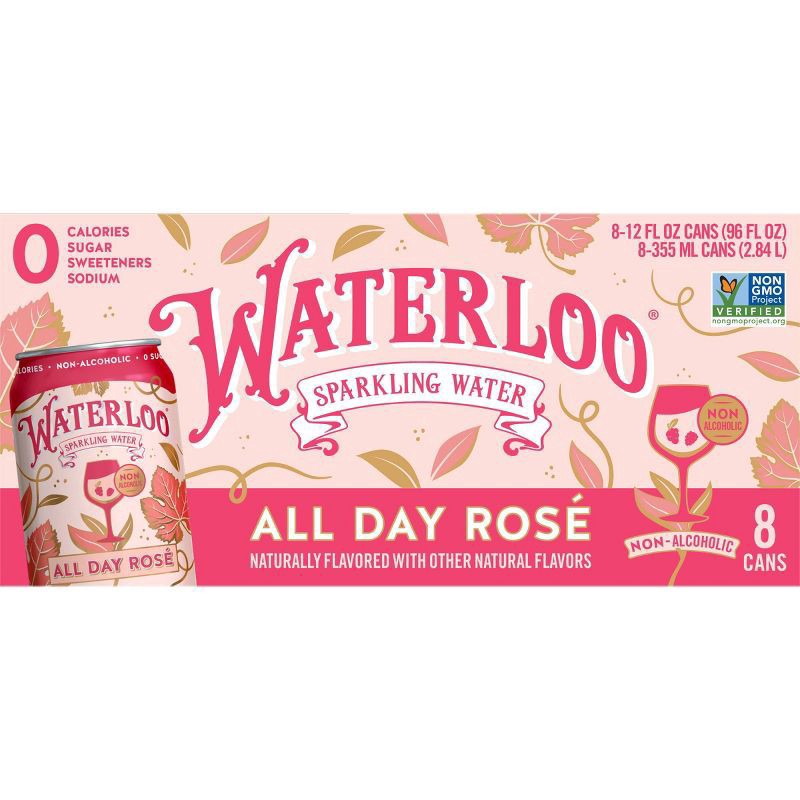 slide 3 of 4, Waterloo All Day Rosé Sparkling Water - 8pk / 12 fl oz Cans - 8 ct, 8 ct
