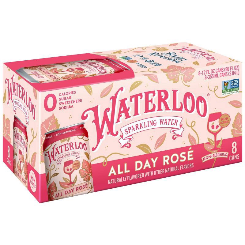 slide 1 of 4, Waterloo All Day Rosé Sparkling Water - 8pk / 12 fl oz Cans - 8 ct, 8 ct
