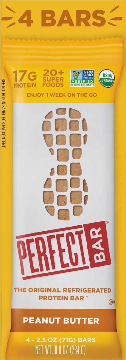 slide 9 of 9, Perfect Bar Gluten-Free Peanut Butter Refrigerated Protein Bar, Organic, 4 count, 2.5 oz, 4 ct