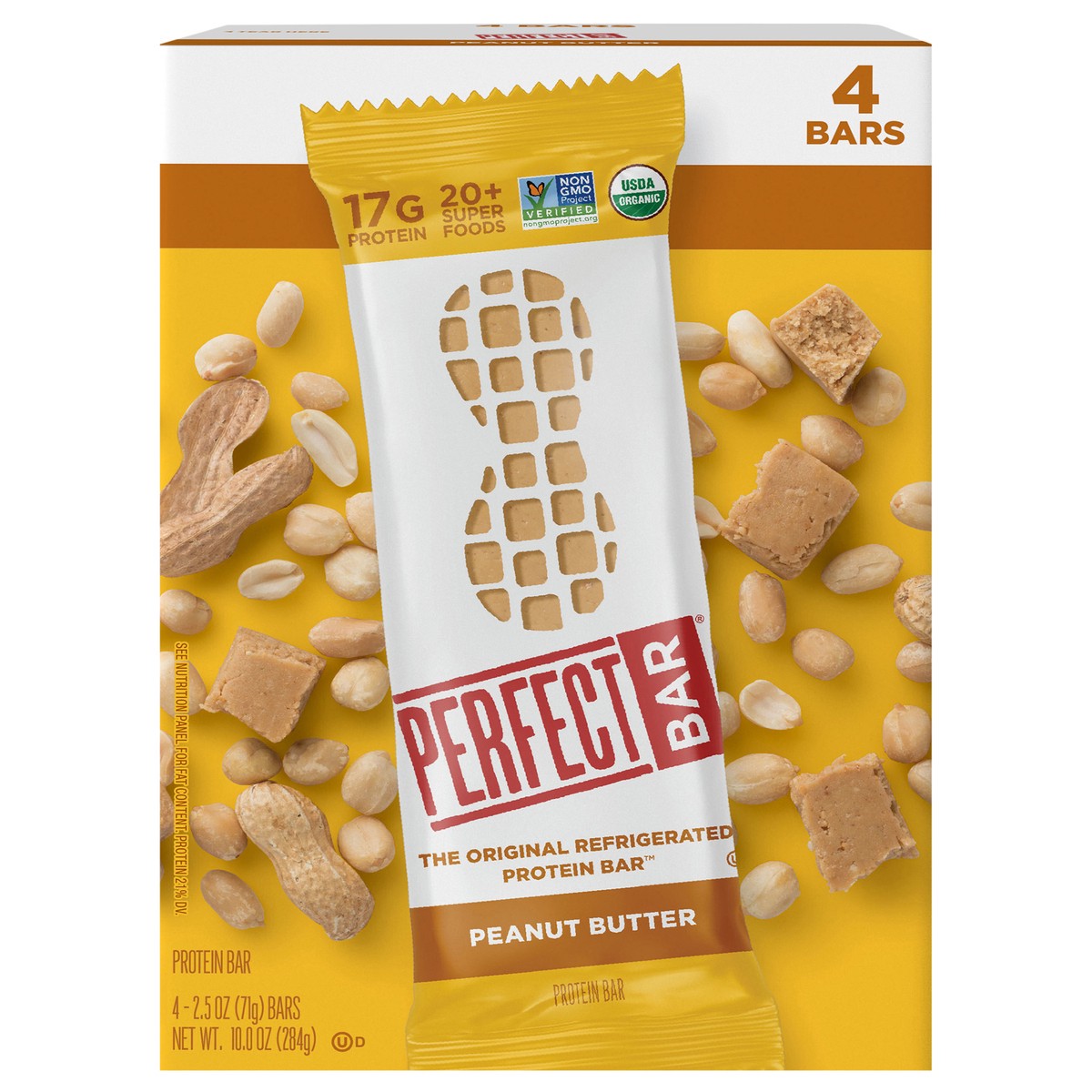 slide 1 of 9, Perfect Bar Gluten-Free Peanut Butter Refrigerated Protein Bar, Organic, 4 count, 2.5 oz, 4 ct
