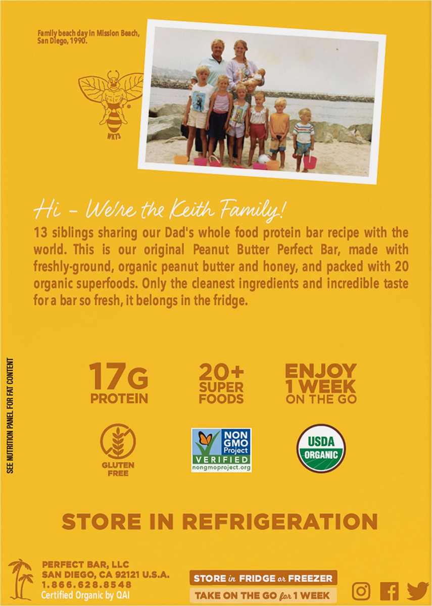 slide 7 of 9, Perfect Bar Gluten-Free Peanut Butter Refrigerated Protein Bar, Organic, 4 count, 2.5 oz, 4 ct