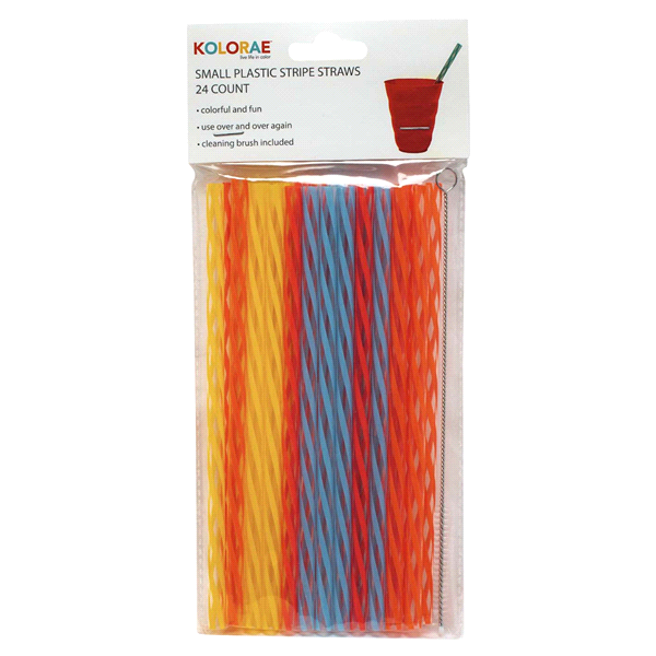 slide 1 of 1, Kolorae Small Plastic Stripe Straws, 24 ct