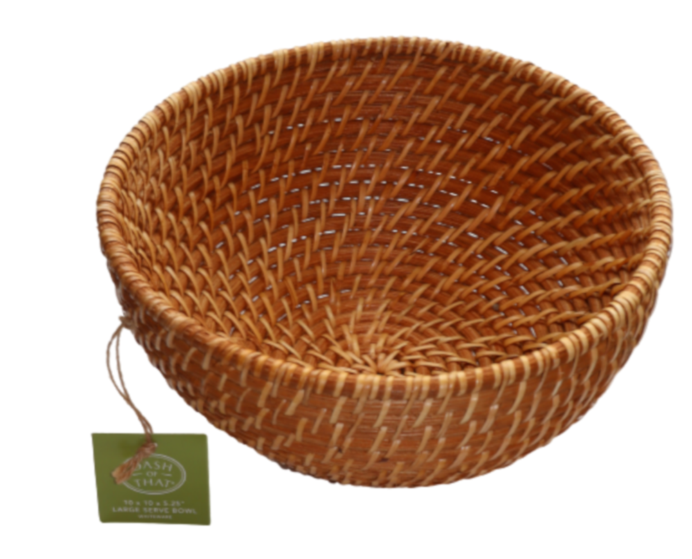 slide 1 of 2, Dash Of That Large Rattan Serving Bowl, 10 in