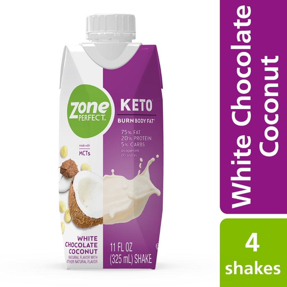 slide 1 of 5, Zone Perfect Keto Ready To Drink White Chocolate Coconut Shake, 4 ct; 11 fl oz