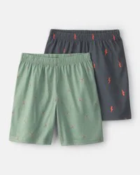 Boys 2-Pack Gaming Pajama Shorts - Green/Grey - Size 6