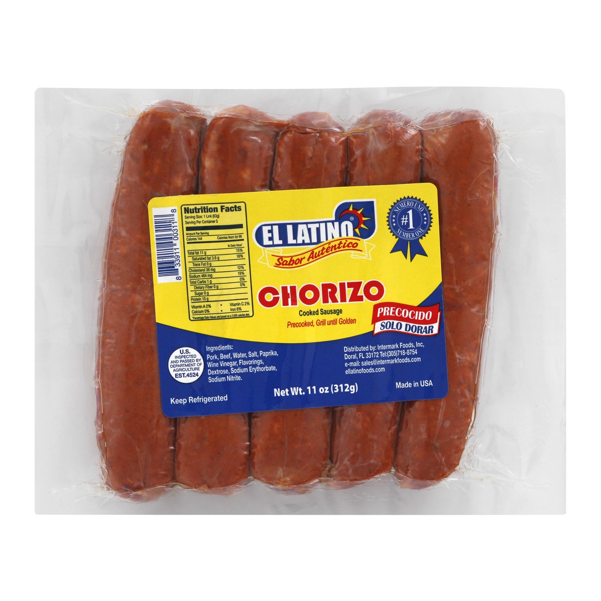 slide 4 of 9, El Latino Sausage 11 oz, 11 oz