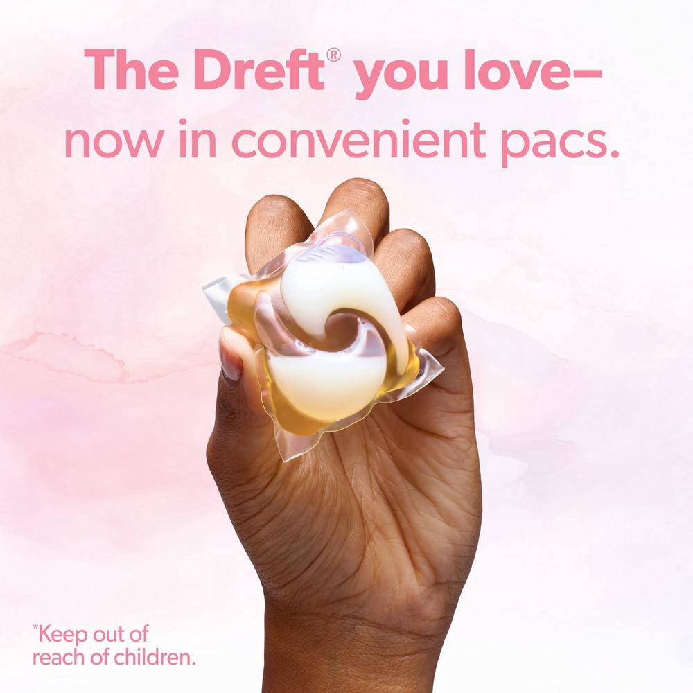 slide 5 of 6, Dreft Laundry Detergent Pacs, Lightly Scented, Lavender, For Baby and Family, XL Pacs, 25 Count, 25 ct