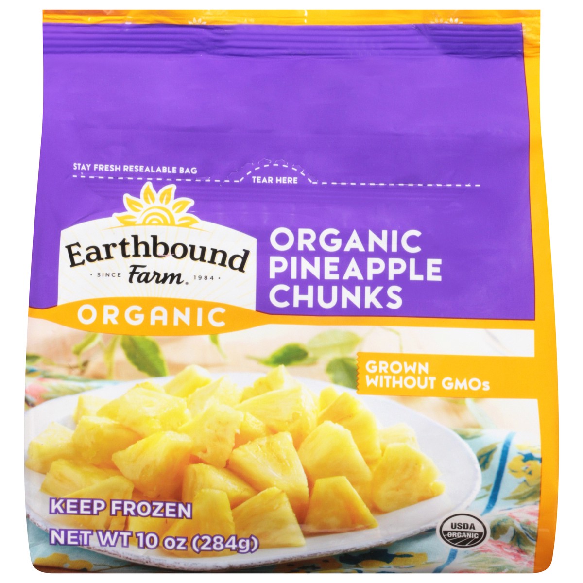 slide 1 of 9, Earthbound Farm Earth Bound Organic Pineapple Chunks, 10 oz