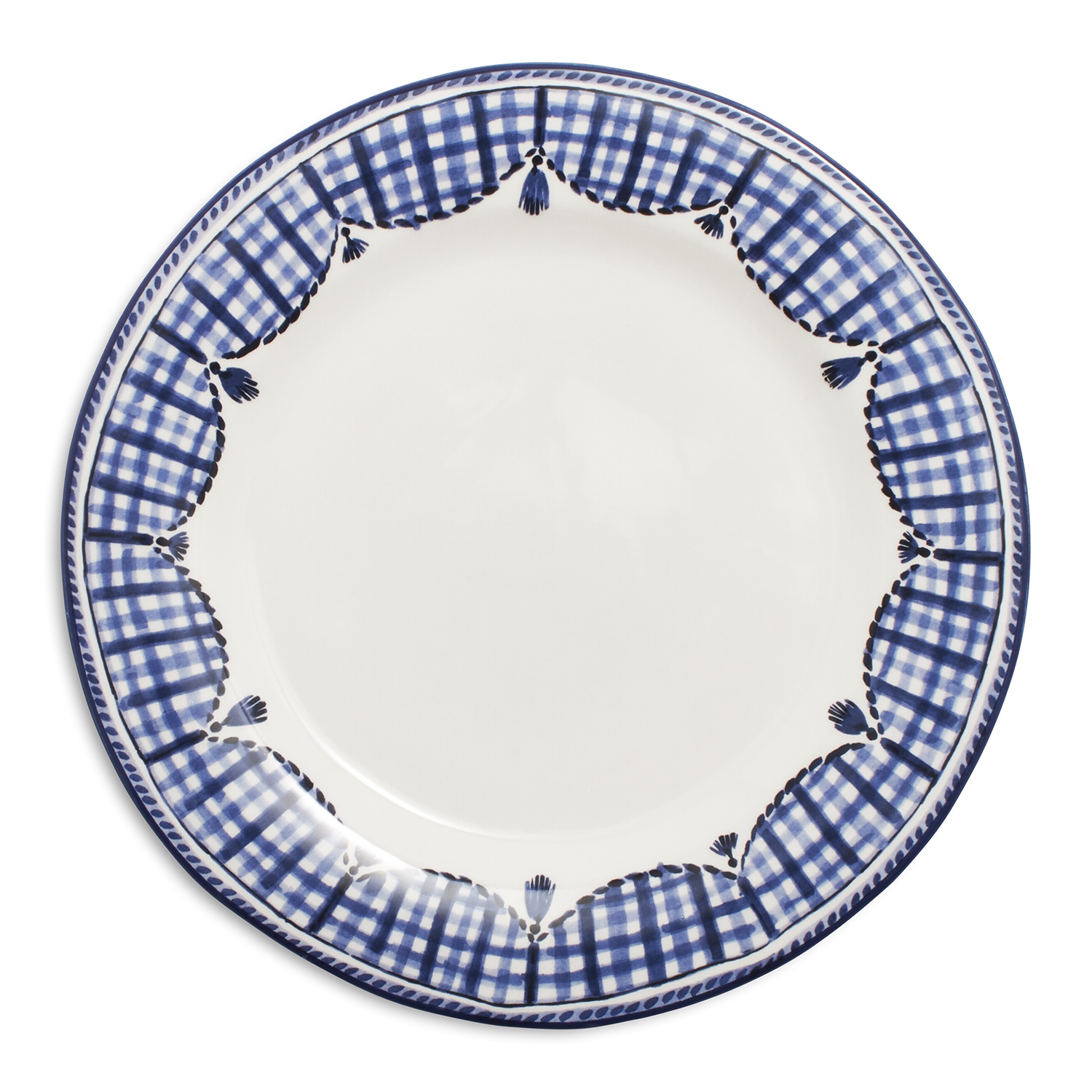 slide 1 of 1, Sur La Table Gingham Dinner Plate, Blue, 1 ct