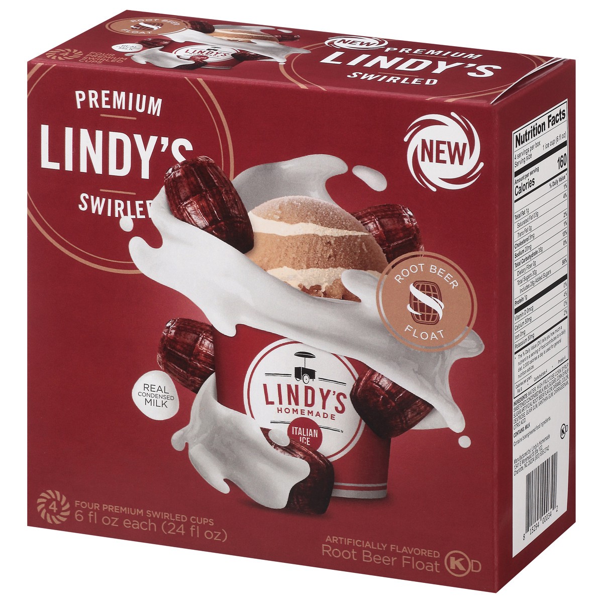 slide 14 of 16, Lindy's Homemade Premium Swirled Root Beer Float Italian Ice 4 - 6 fl oz Cups, 4 ct