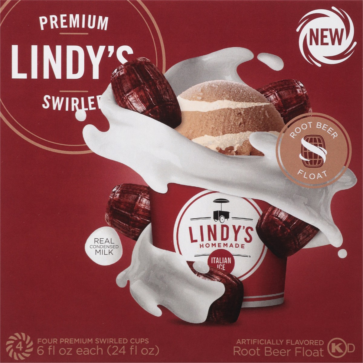 slide 2 of 16, Lindy's Homemade Premium Swirled Root Beer Float Italian Ice 4 - 6 fl oz Cups, 4 ct