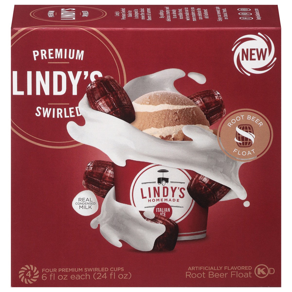 slide 8 of 16, Lindy's Homemade Premium Swirled Root Beer Float Italian Ice 4 - 6 fl oz Cups, 4 ct