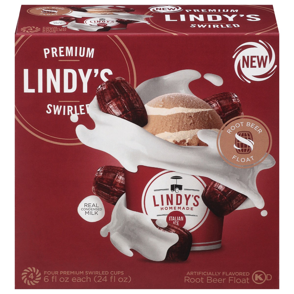 slide 4 of 16, Lindy's Homemade Premium Swirled Root Beer Float Italian Ice 4 - 6 fl oz Cups, 4 ct