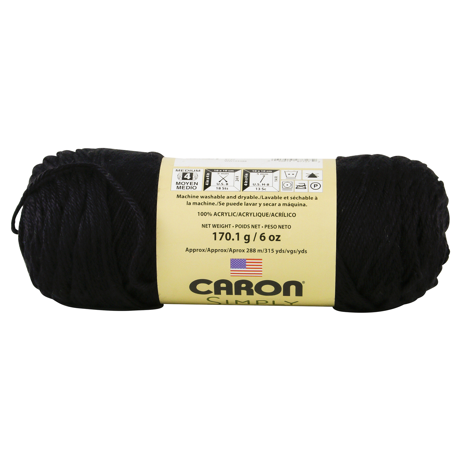 slide 3 of 3, Caron Simply Soft Yarn, Black, 6 oz