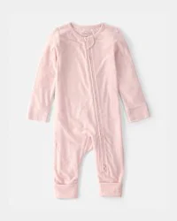 Carter's Baby Girl 2-Way Zip PurelySoft Sleep & Play Pajama - Light Pink - 6M