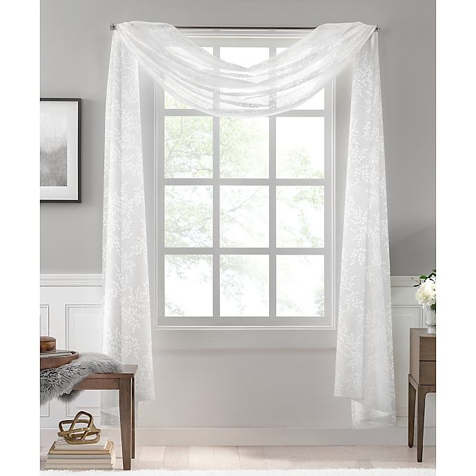 slide 1 of 3, Colordrift Botanical Burnout Sheer Window Scarf Valance - White, 1 ct