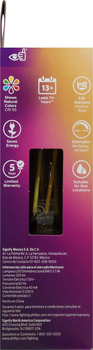 slide 9 of 9, Philips 3.5 Watts Ultra Definition Soft White Warm Glow Effect LED Light Bulbs 3 ea, 3 ct