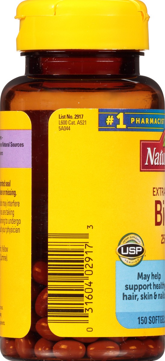 slide 12 of 12, Nature Made Extra Strength Biotin 2500 mcg, Dietary Supplement For Healthy Hair, Skin & Nail Support, 150 Softgels, 150 Day Supply, 150 ct