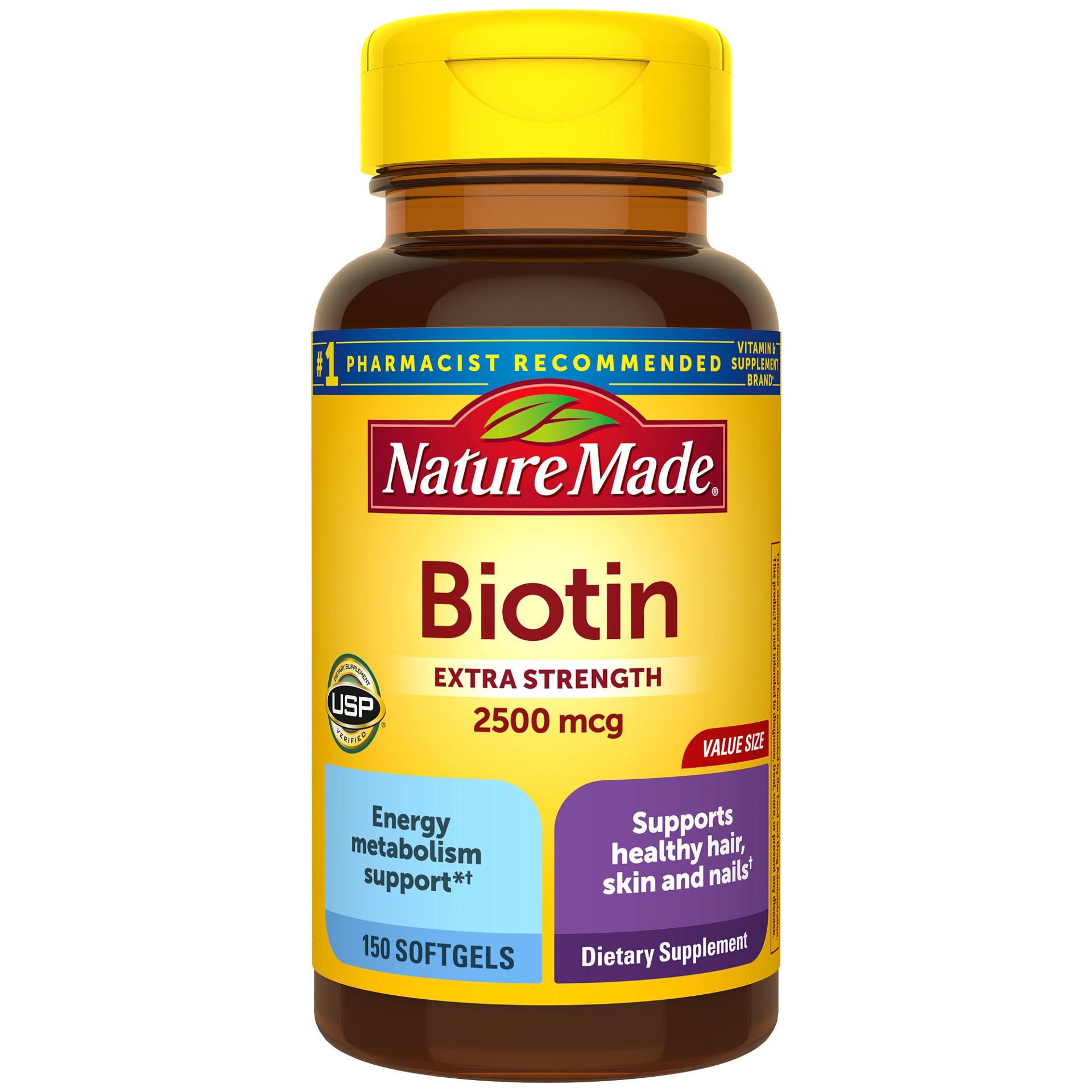 slide 1 of 12, Nature Made Extra Strength Biotin 2500 mcg, Dietary Supplement For Healthy Hair, Skin & Nail Support, 150 Softgels, 150 Day Supply, 150 ct