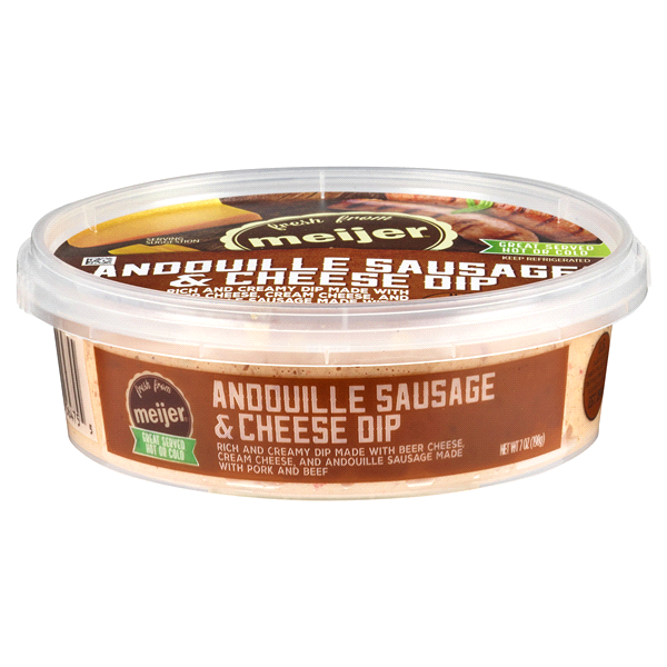 slide 1 of 1, Meijer Andouille Sausage and Cheese Dip, 7 oz
