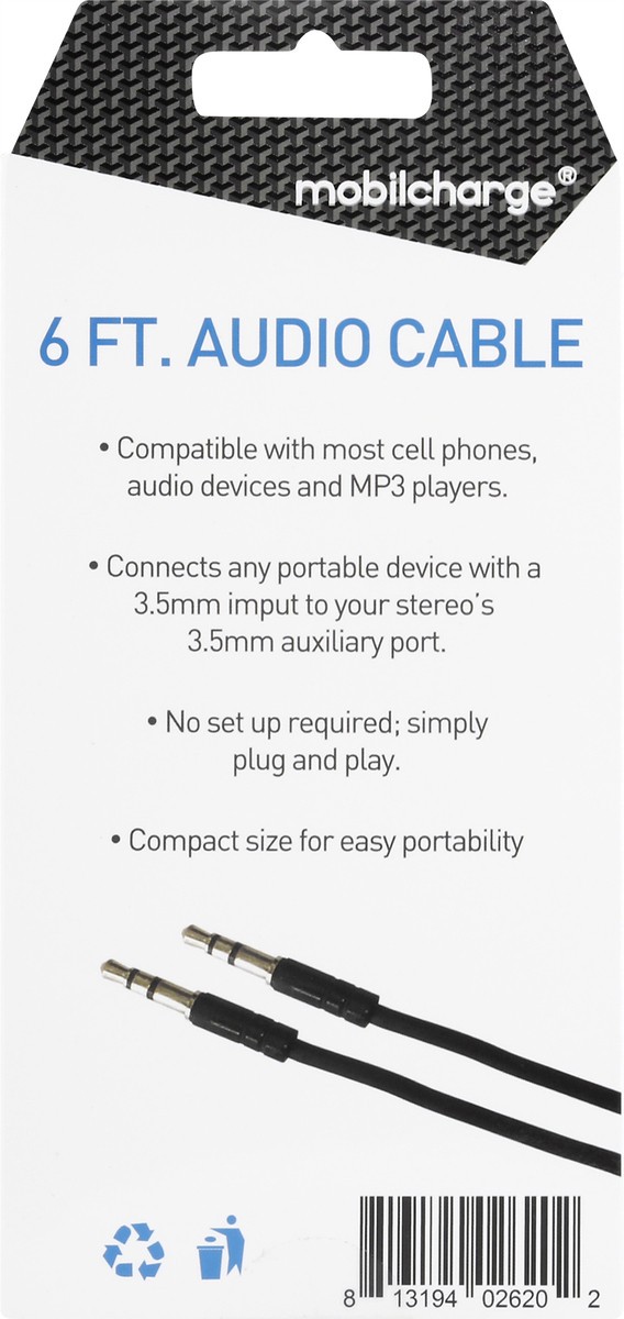 slide 6 of 6, Mobile Essentials Black Audio Cable, 1 ct