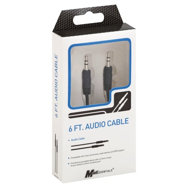 slide 1 of 6, Mobile Essentials Black Audio Cable, 1 ct