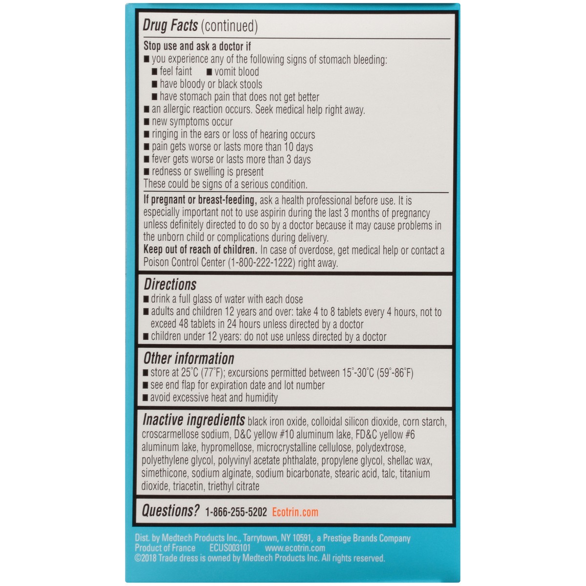 slide 5 of 10, Ecotrin Low Strength Safety Coated Aspirin, NSAID, 81mg, 365 Tablets, 365 pk