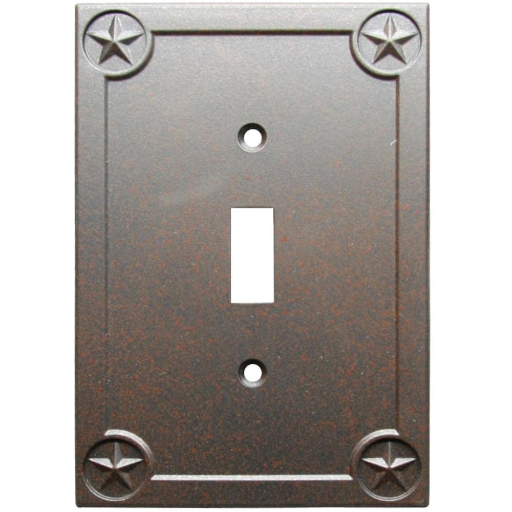 slide 1 of 1, allen + roth Texas Star 1 -Gang Rust Zinc Indoor Toggle Wall Plate, 1 ct