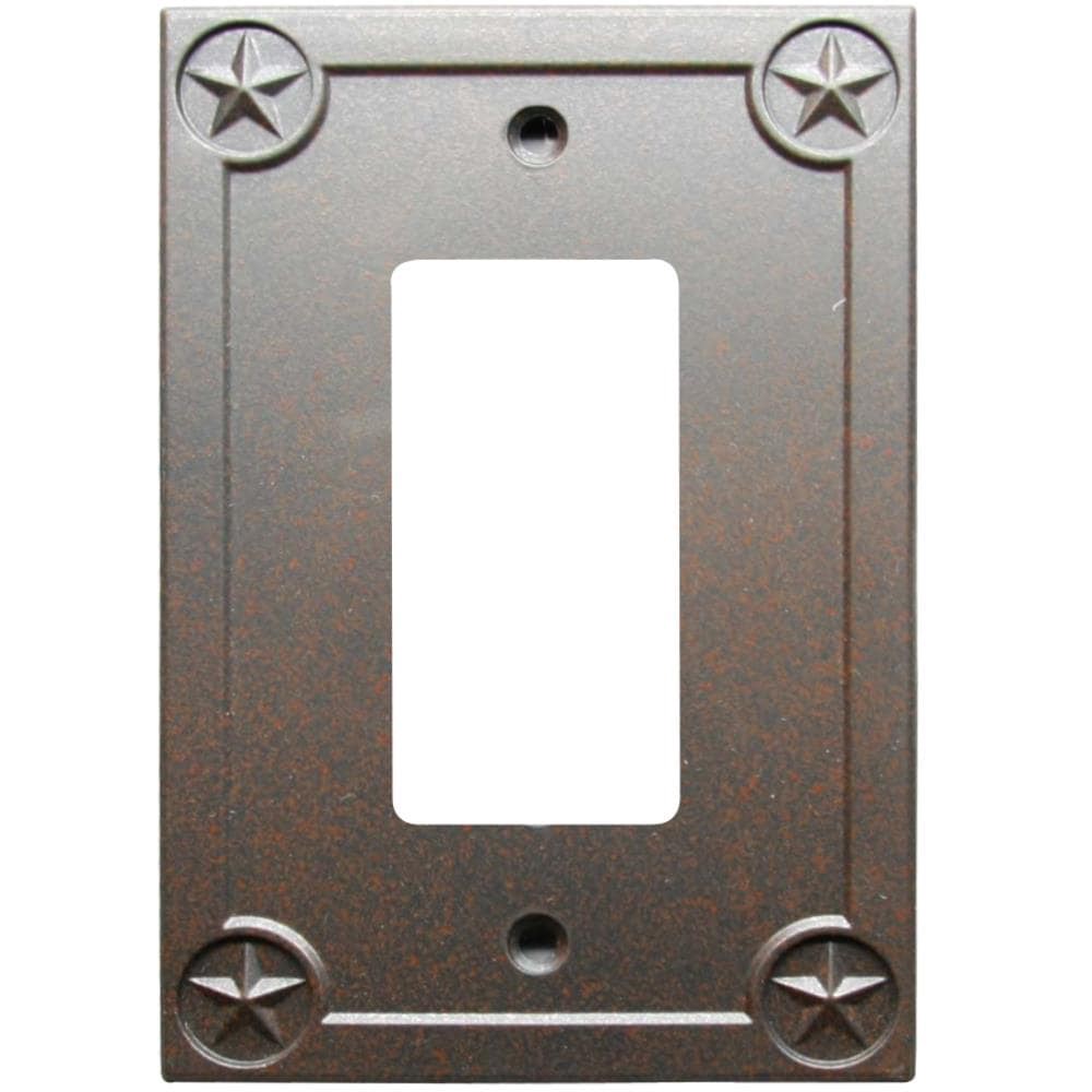 slide 1 of 1, allen + roth Texas Star 1 -Gang Rust Zinc Indoor Decorator Wall Plate, 1 ct