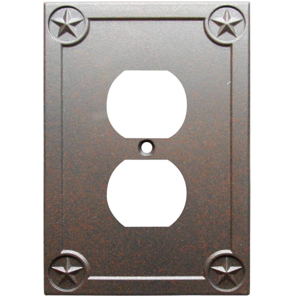 slide 1 of 1, allen + roth Texas Star 1 -Gang Rust Zinc Indoor Duplex Wall Plate, 1 ct