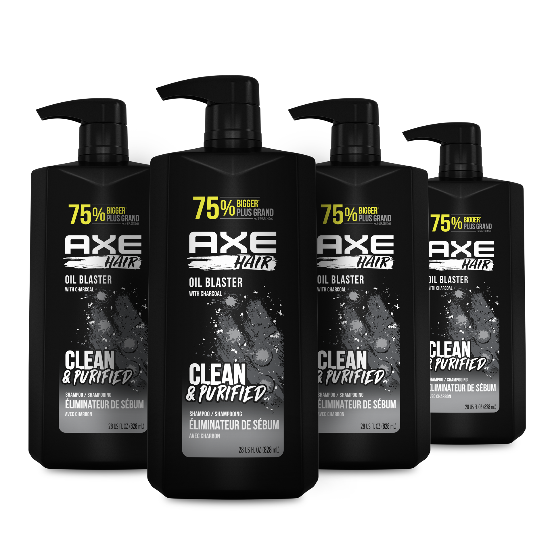 slide 4 of 4, AXE Wash & Care Shampoo Oil Blaster, 28 oz, 4 Pack , 28 oz