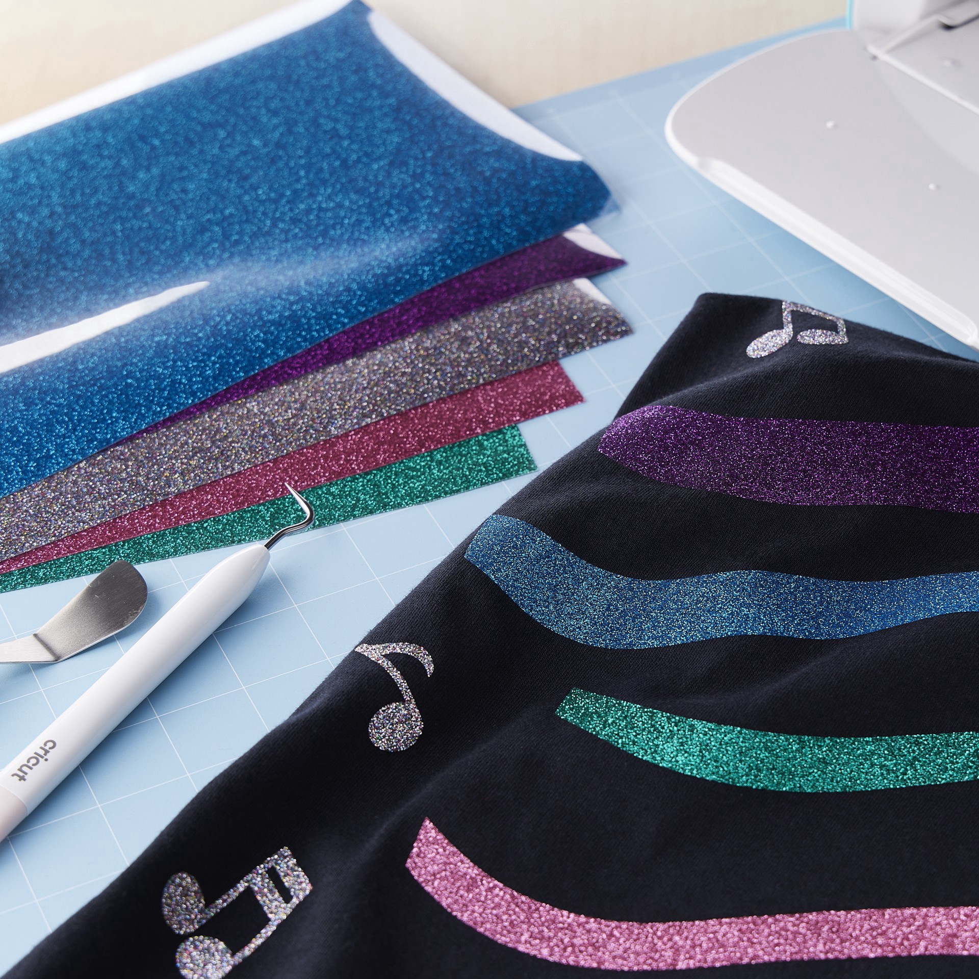 slide 9 of 10, Cricut Bejeweled Glitter Iron-On Sampler, 12 in x 12 in