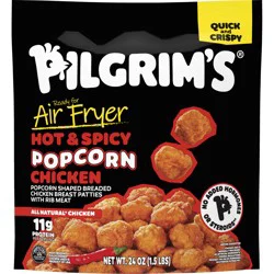 Pilgrim's Pride Brand Hot & Spicy Popcorn Shaped Breaded Chicken Breast Patties With RibMeat