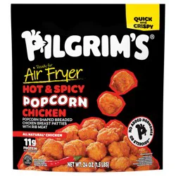 Pilgrim's Pride Brand Hot & Spicy Popcorn Shaped Breaded Chicken Breast Patties With RibMeat