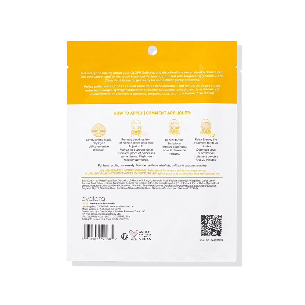 slide 3 of 3, Avatara Vitamin C Brightening Hydrogel Mask, 1 ct
