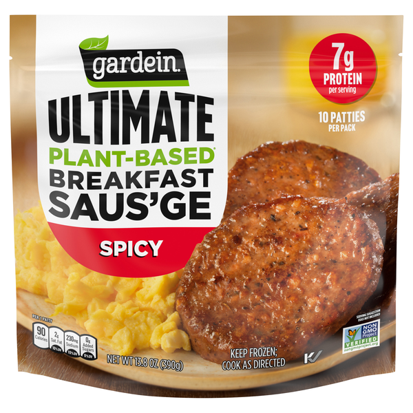 slide 1 of 1, Gardein Ultimate Plant-Based Spicy Breakfast Saus'ge Patties Frozen, 7.4 oz