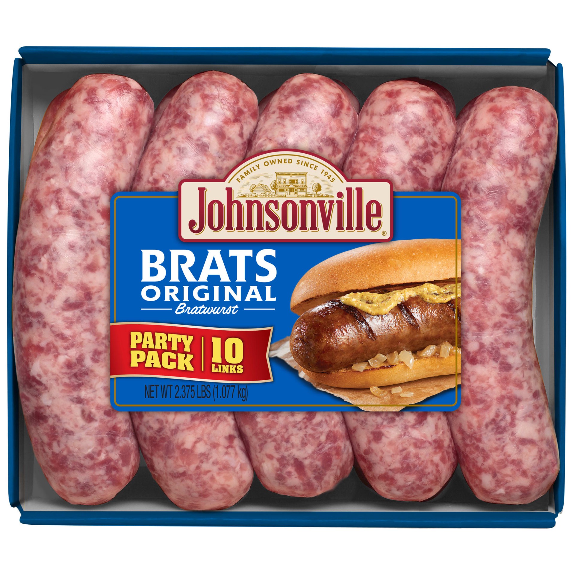 slide 9 of 10, Johnsonville Uncooked Natural Casing Original Pork Brats 2.375 Pounds, 38 oz