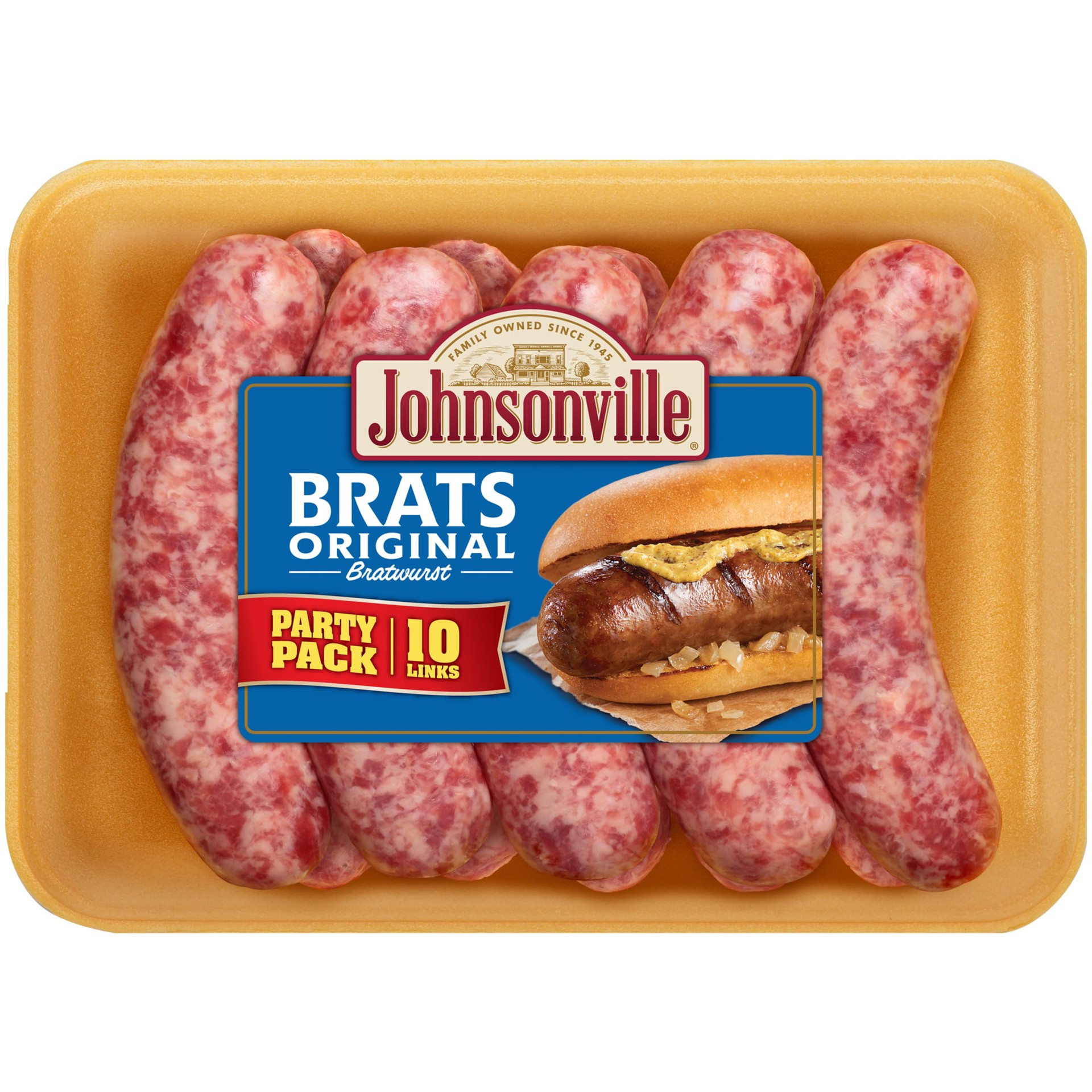slide 1 of 10, Johnsonville Uncooked Natural Casing Original Pork Brats 2.375 Pounds, 38 oz