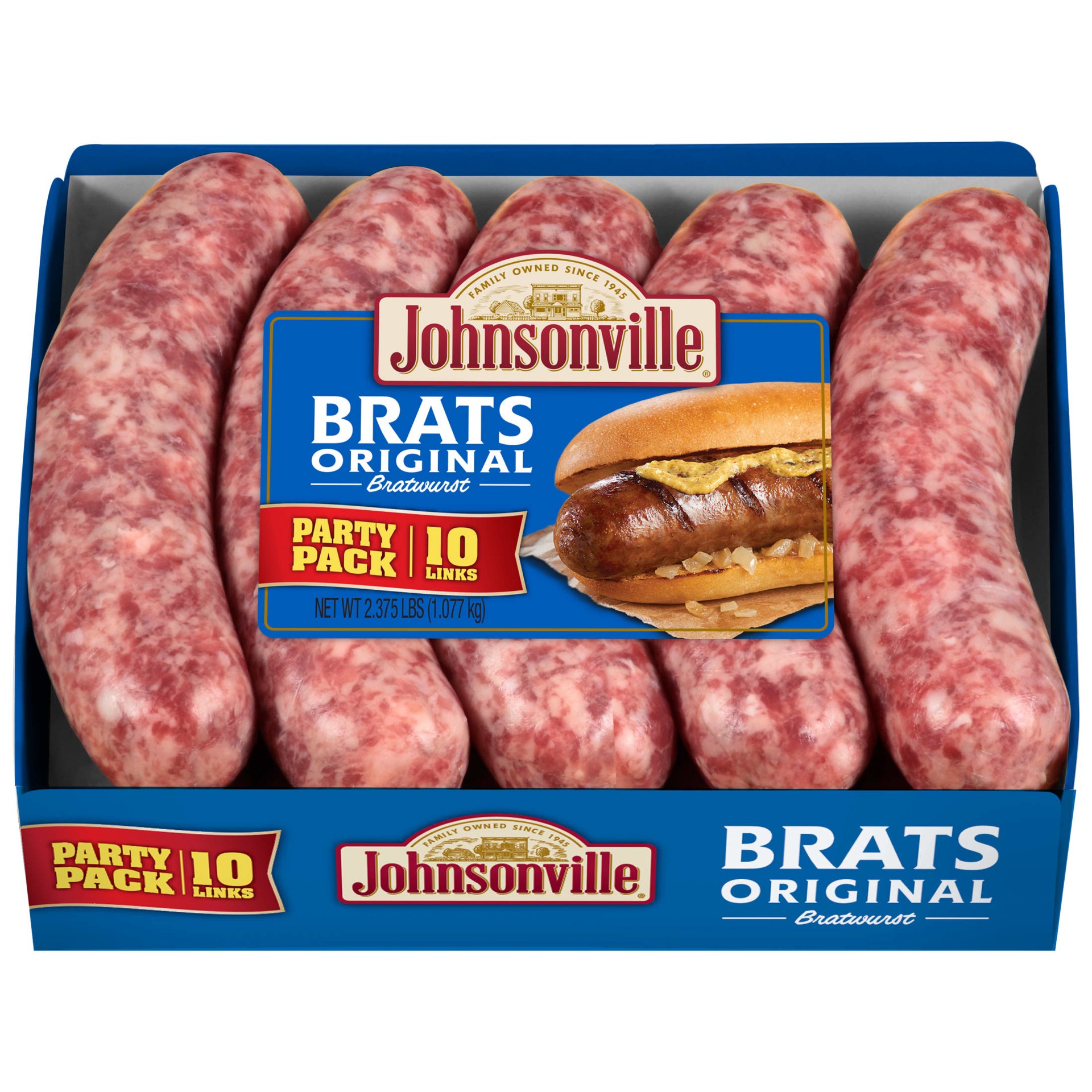slide 2 of 10, Johnsonville Uncooked Natural Casing Original Pork Brats 2.375 Pounds, 38 oz