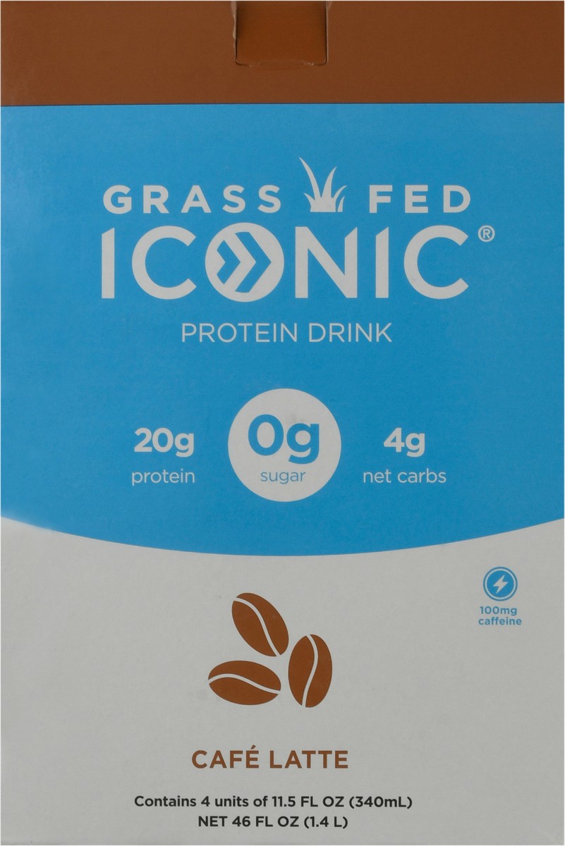 slide 4 of 13, ICONIC Cafe Latte Protein Drink 4-11.5 fl oz Bottles, 4 ct