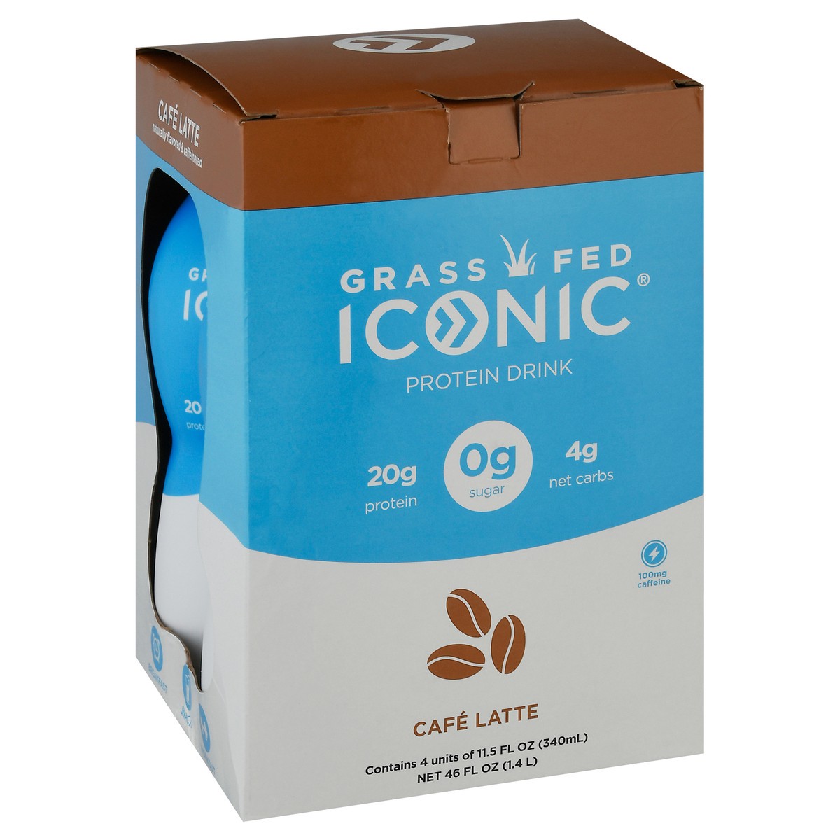 slide 5 of 13, ICONIC Cafe Latte Protein Drink 4-11.5 fl oz Bottles, 4 ct