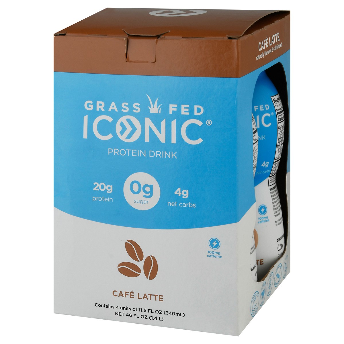 slide 7 of 13, ICONIC Cafe Latte Protein Drink 4-11.5 fl oz Bottles, 4 ct