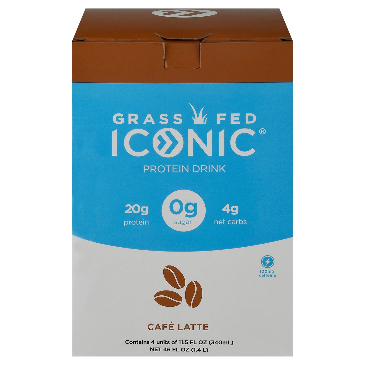 slide 1 of 13, ICONIC Cafe Latte Protein Drink 4-11.5 fl oz Bottles, 4 ct