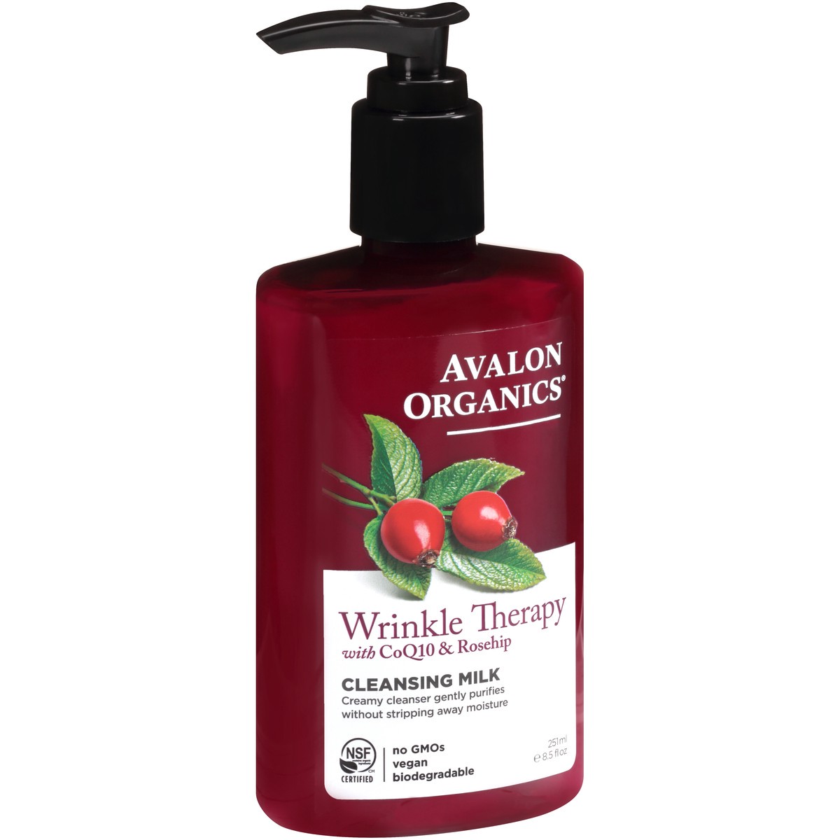 slide 7 of 8, Avalon Organics Wrinkle Therapy With Coq10 & Rosehip Cleansing Milk, 8.5 oz